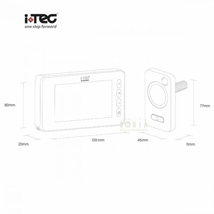 Mirilla digital con cámara IViewer 02 HD v2.0 I TEC medidas Mirilla digital iViewer 02 HD v2.0 I-TEC con sensor de movimiento - Imagen 2