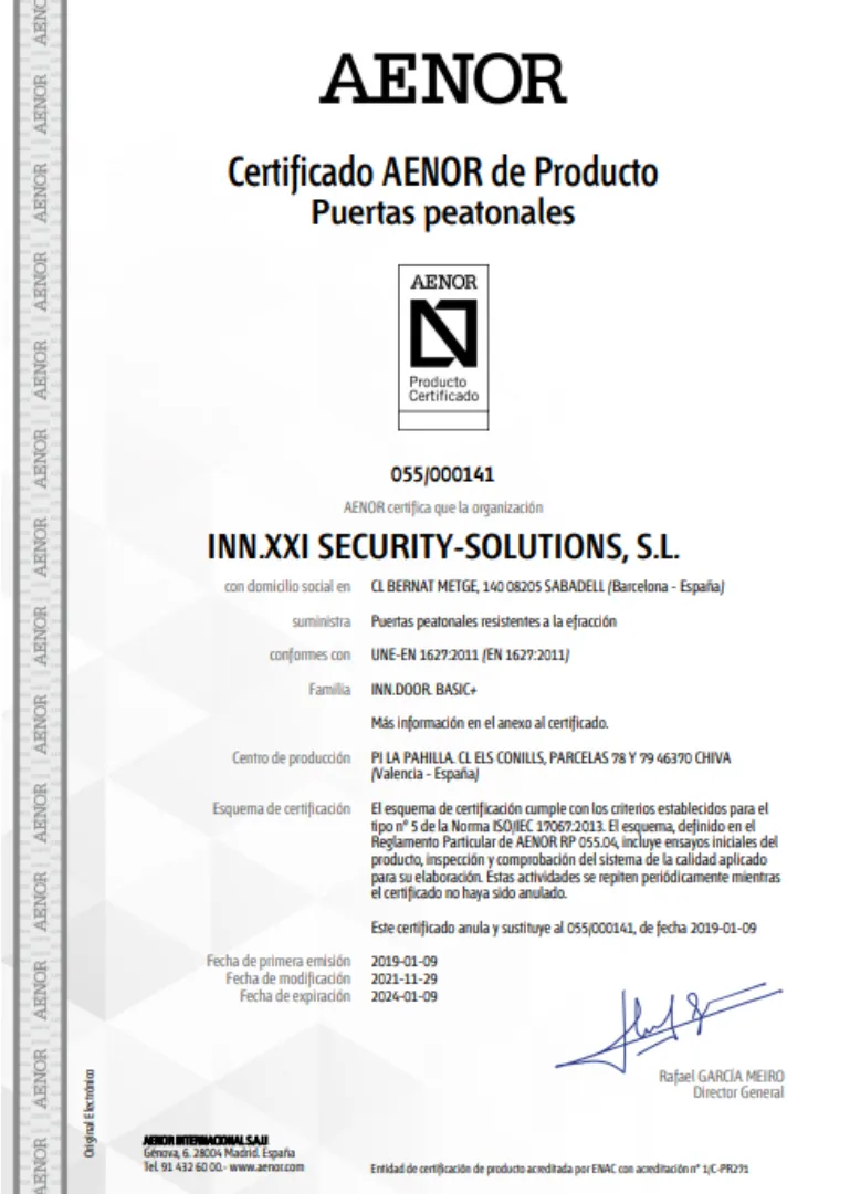 certificado AENOR certificado AENOR