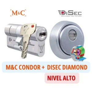 Pack seguridad cilindro M&C CONDOR con escudo Disec BKD 280 DIAMOND