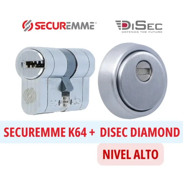 Pack seguridad cilindro Securemme K64 con escudo Disec Diamond