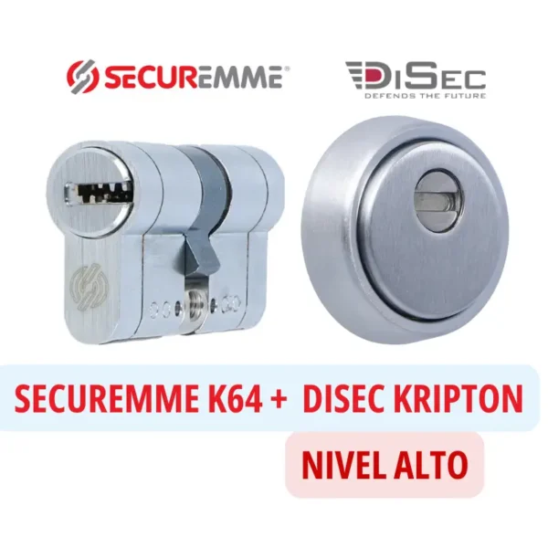 Pack seguridad cilindro Securemme K64 con escudo Disec Kripton