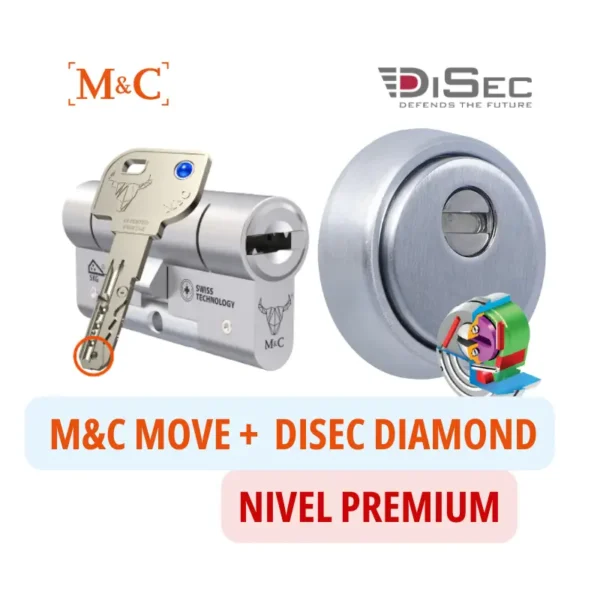 Pack seguridad cilindro M&C Move con escudo Disec BKD 280 DIAMOND