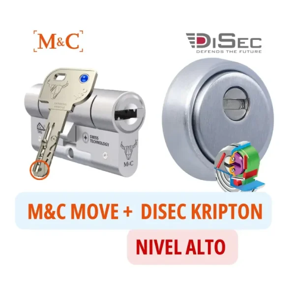 Pack seguridad cilindro M&C Move con escudo Disec BKS 280 KRIPTON