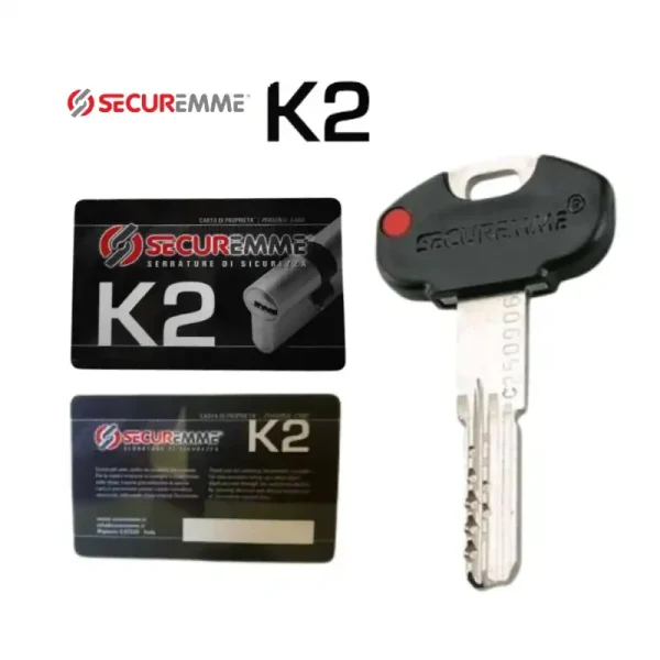 Copia llave cilindro Securemme EVO K2 duplicado de llaves securemme k2 con la tarjeta de propiedad del cilindro envios en 24 a 48 horas