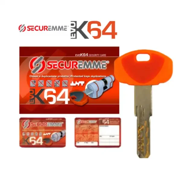 Copia llave cilindro Securemme EVO K64 para las copias de las llaves K64 se necesita la tarjeta de propiedad del cilindro