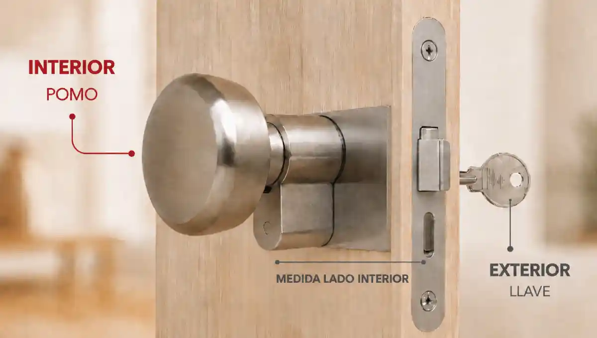 Identificar el lado interior de la puerta donde irá colocado el pomo