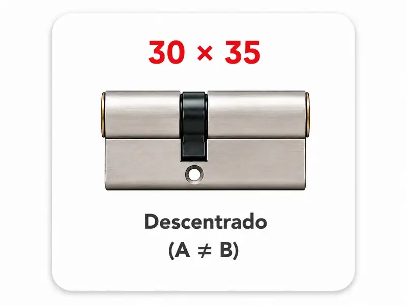 Bombín 30x35 descentrado con medidas diferentes a cada lado