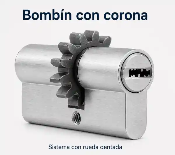 Bombín con corona y sistema de rueda dentada