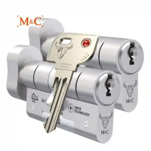 Pack de cilindros M&C MATRIX** con pomo a la misma llave en color plata