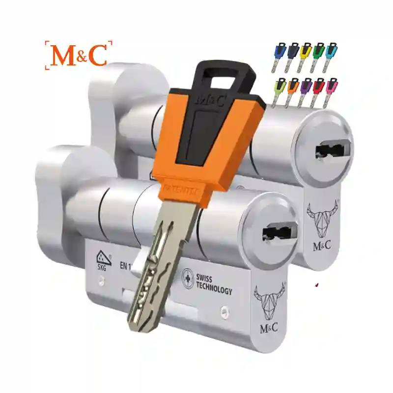 pack cilindros color llaves iguales con pomo color plata Pack M&C COLOR+ con pomo y misma llave